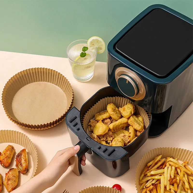 50/100pcs Air Fryer Paper Round Special Paper Food Silicon Oil Paper Premium Disposable Air Fryer Liners Non-Stick Baking Paper