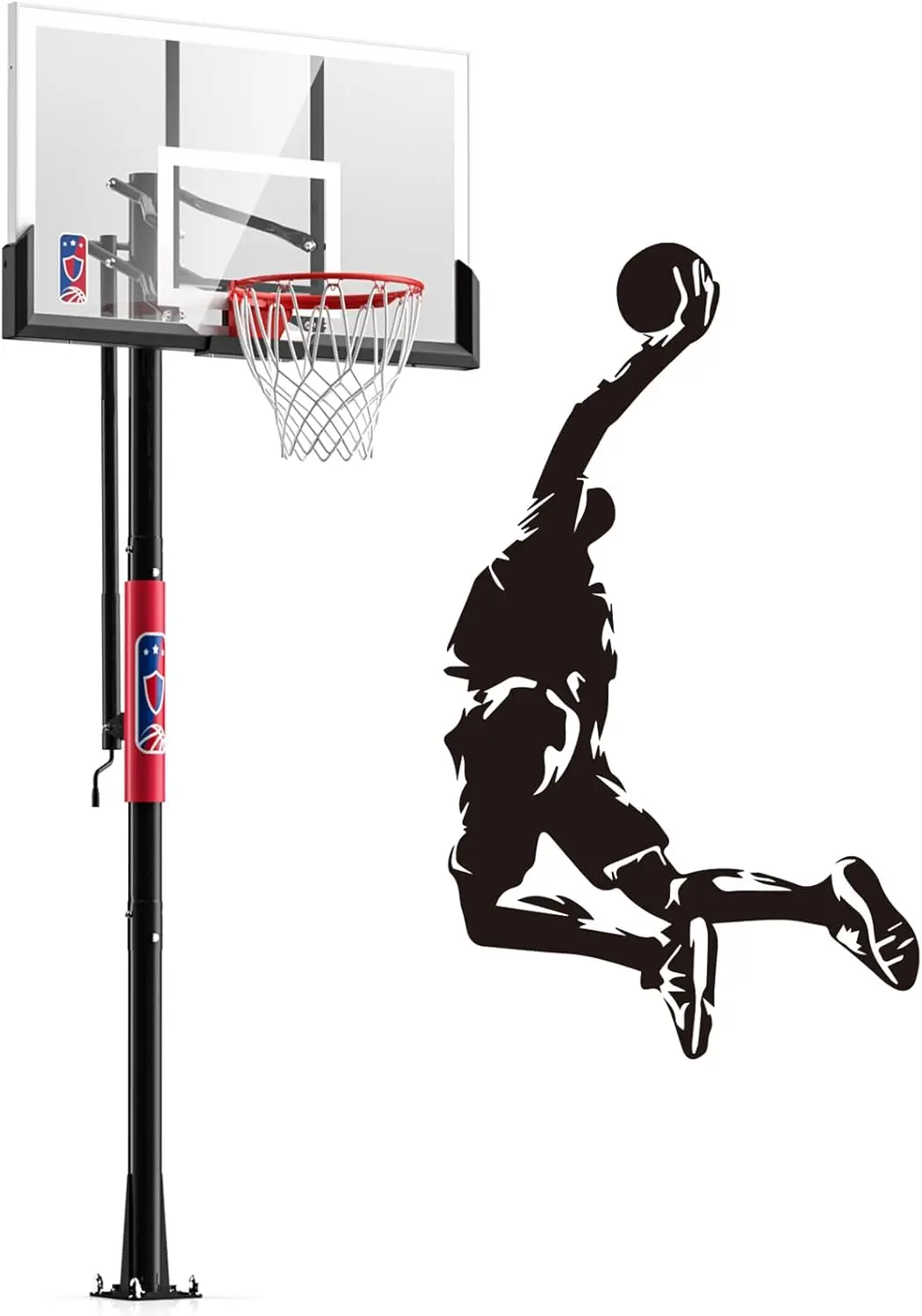 

In-Ground Basketball Hoop Outdoor Adjustable (7.5-10ft) with Crank, Inground Basketballs Goal System for Kids, Basketball Stands
