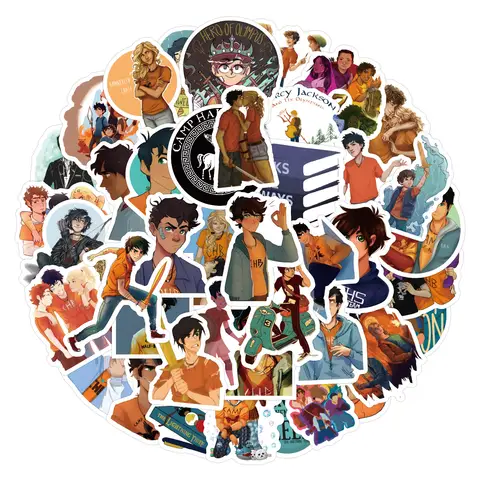 60 uds Percy Jackson pegatinas de grafiti calcomanías impermeables para nevera guitarra portátil motocicleta monopatín juguete ﻿