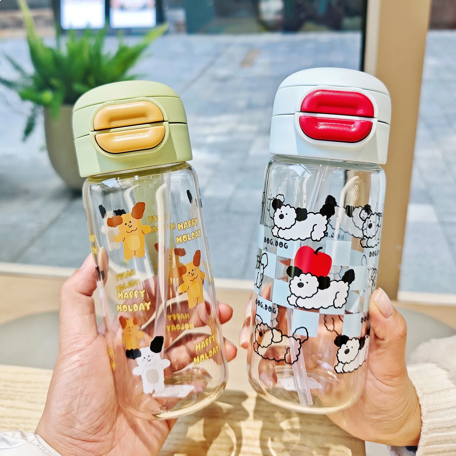 

New Cartoon High Borosilicate Glass Cup Dual Use Water Bottle Exquisite Gift Heat Resistant Portable Student Drinkware Tumbler