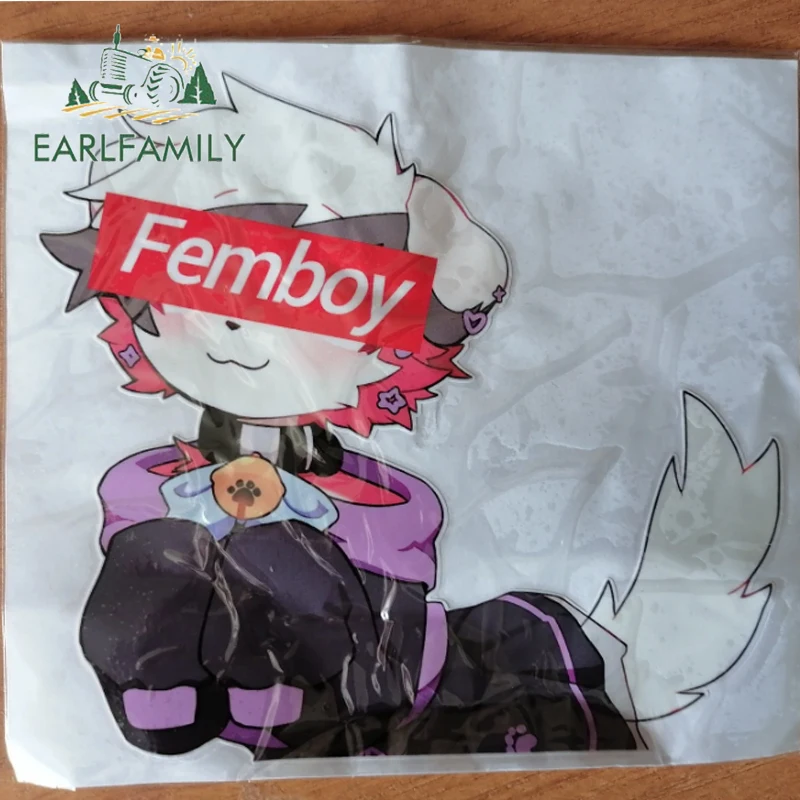 EARLFAMILY 13cm X 11.2cm for Furry Femboy Cute Car Stickers Personality Cartoon Decals Car Label Bumper Windows Decor Vinyl