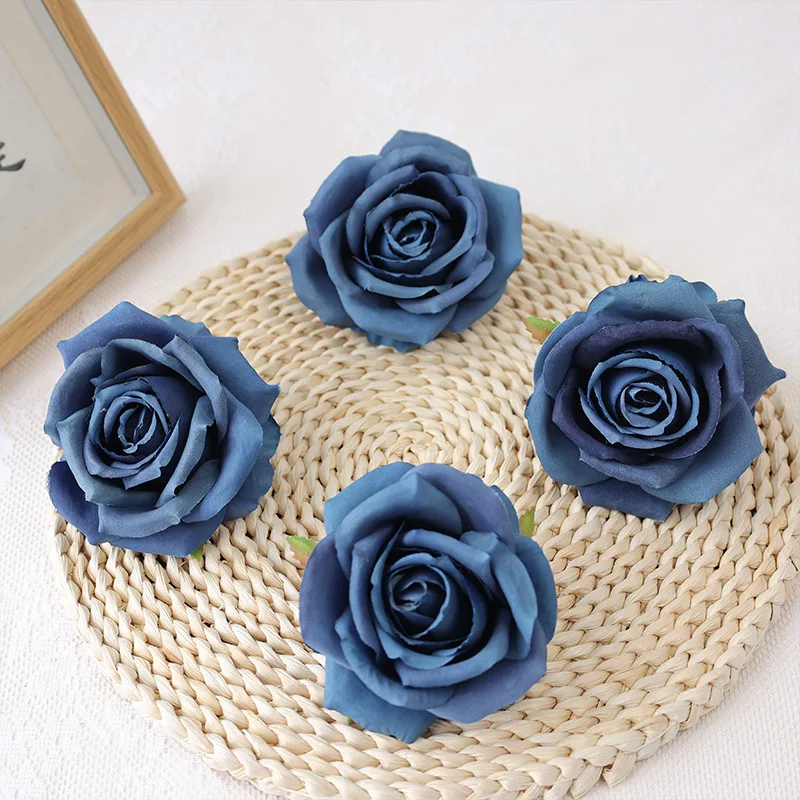 25pcs 10CM Artificial Rose Flowers Heads With 20cm Stems Fake Silk Roses for Wedding Bouquet Table Centerpiece Home Decoration