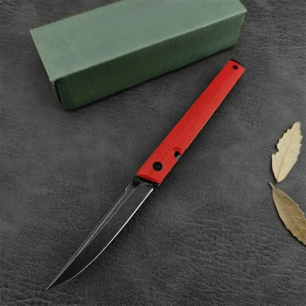 7096 Folding Pocket Knife Red G10 Handle Black Blade EDC Utility Knife Portable Outdoor Cutting Tool for Daily Use