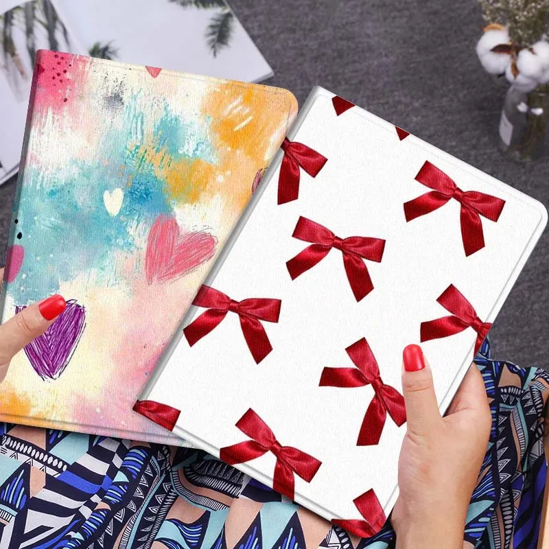 

Red Ribbon Bow Decoration Tablet Case For Lenovo Xiaoxin Legion Pad Tab Pro GT Y700 Gen4 2 11 P11 M10 K10 3rd Plus Gen Gift