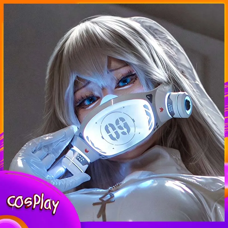 Máscara de estilo cyberpunk con luces LED, inspirada en la ciencia ficción y la tecnología, cubre la mitad de la cara y es ideal para disfraces de cosplay, fiestas de Halloween y como accesorio o atrezzo.