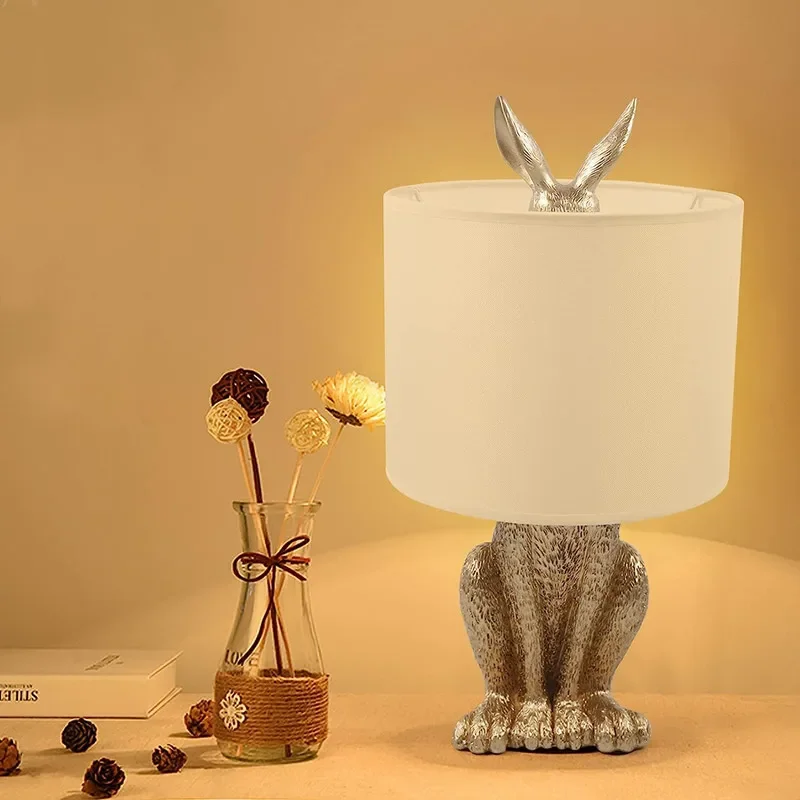 Hiding Hare Table Lamp resin animal lamp designer chrome light bedroom study restaurant decoration creative bedroom bedside lamp