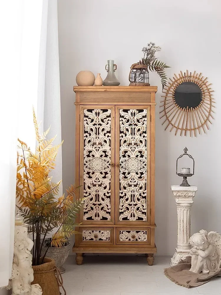 Retro Solid Wood Tv Cabinet for Living Room Durable Build Smooth Surface Easy to Clean Stable Structure Reliable Performance