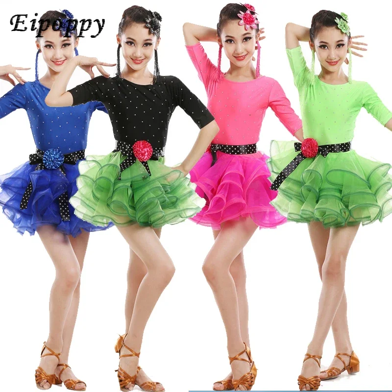 

Children's Professional Ballroom Salsa Latin Dance Dress Girl Sequin Latin Dance Dress Children's Party Dance Costume Clothing