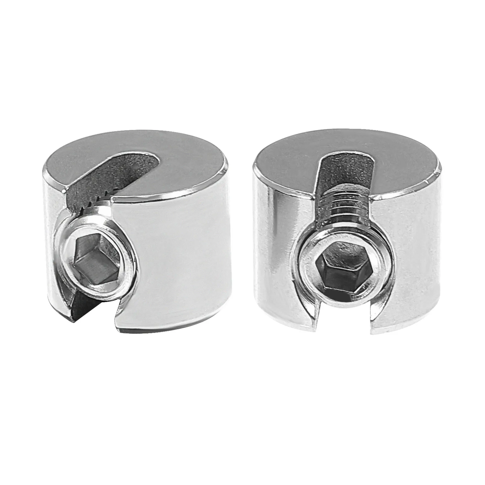 2Pcs M8x4 Stainless Steel Rope Clamp High Precision Polished Wire Fastener for Brick Wall Wood Siding Tension Cable Fixing