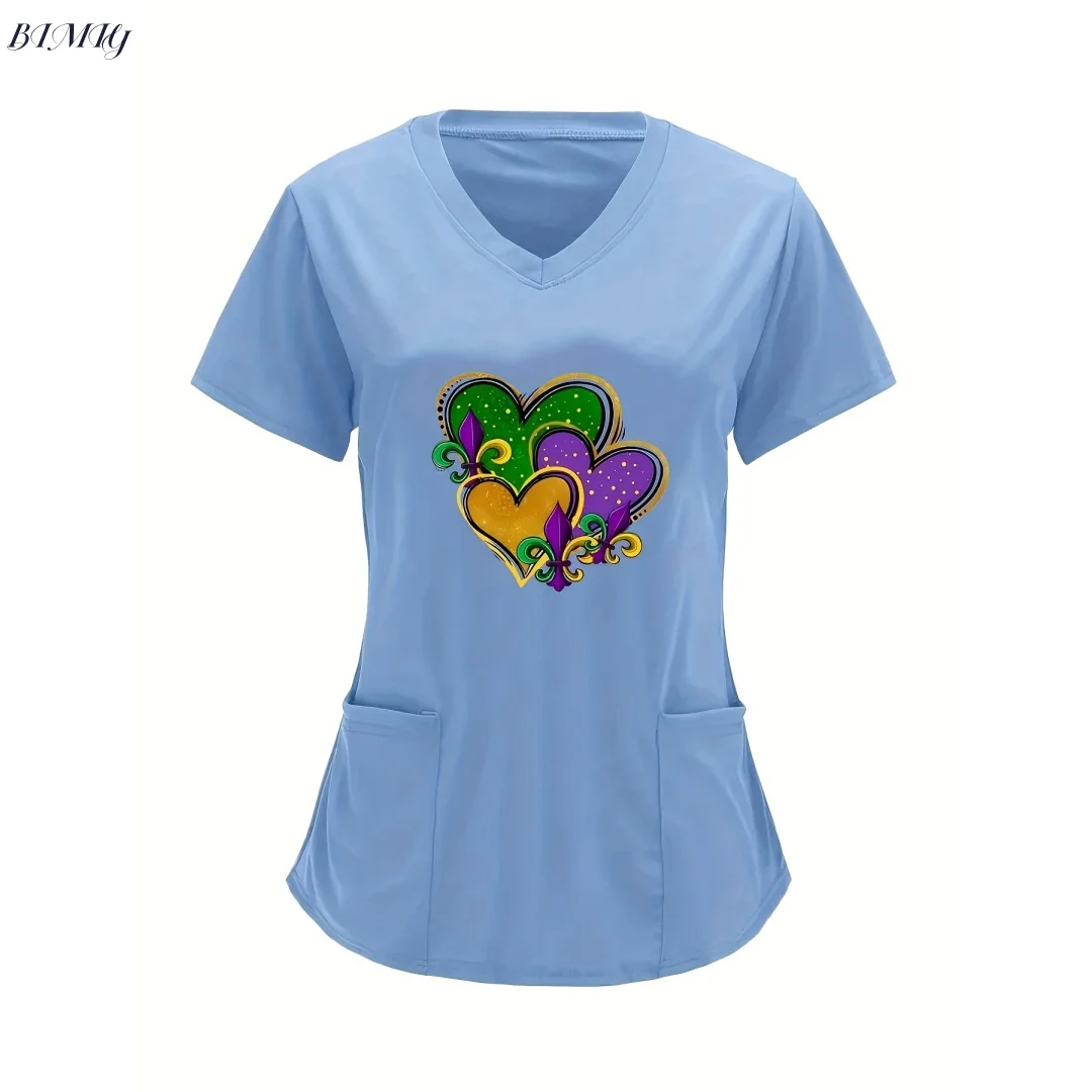 Esfoliantes uniformes médicos mulher topo moda com decote em v manga curta topos bolso roupas de trabalho camisetas blusa camisa atlética feminina
