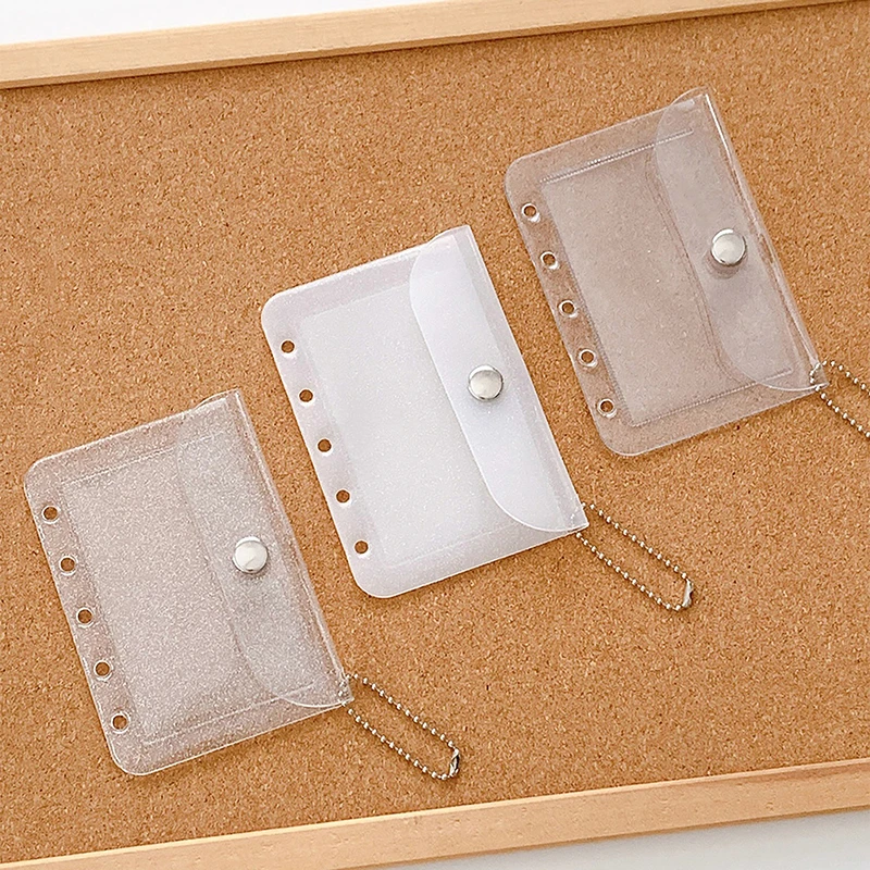 

M5 Five Holes Note Book Inner Bag Loose Leaf Card Holder Case With Hanging Chain PVC Transparent Storage Bag Card Cover Sleece