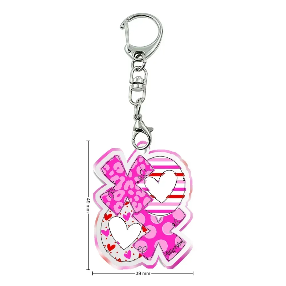 Valentine Transparent Glitter Acrylic Keychain Pink Love Kiss Love Transparent Acrylic Trinket For Friends Pendants