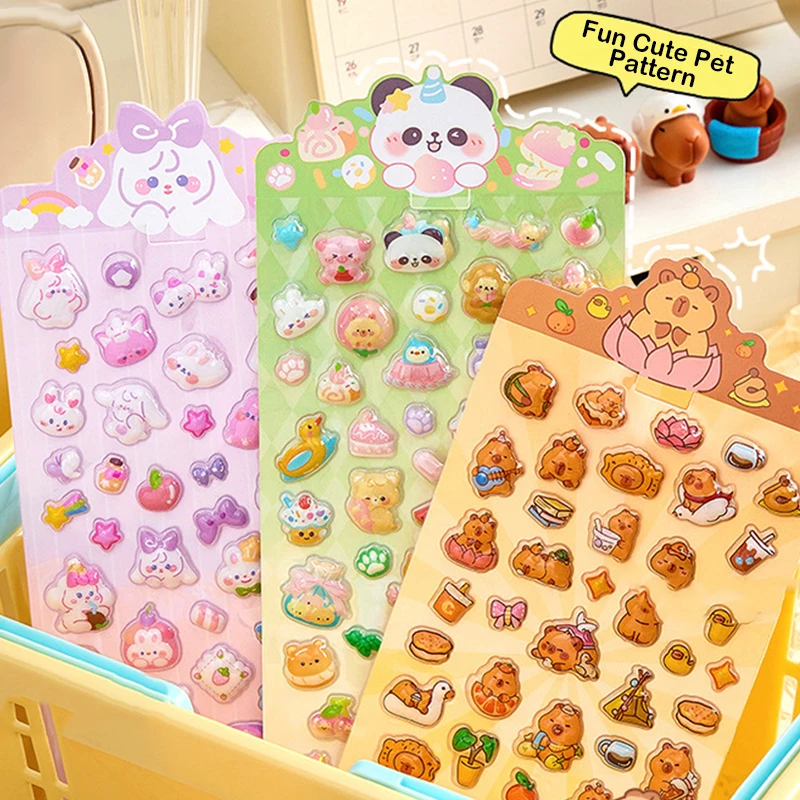 3D Mini Animals Sticker Kawaii Cartoon Planner Decorative Waterproof Sticker DIY Scrapbook Gucka Decor Patch