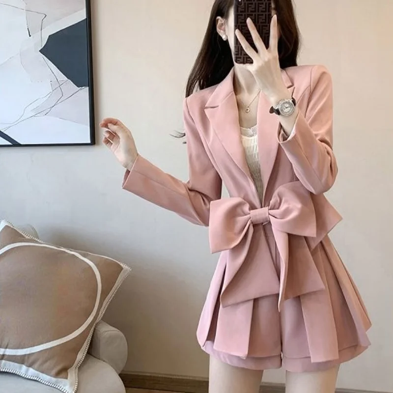 Pink Blazer Suit 2 Piece Outfits 2024 Women\'s Matching Sets Summer Sexy Skirts Skirt Korean Set of Two Fashion Pieces for Women