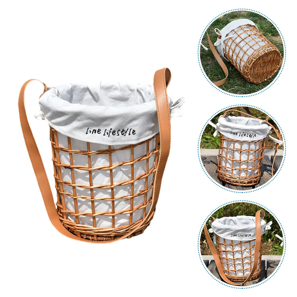 Diagonal Span Rattan Flower Basket Countryside Style Cube Storage Organizer Wedding