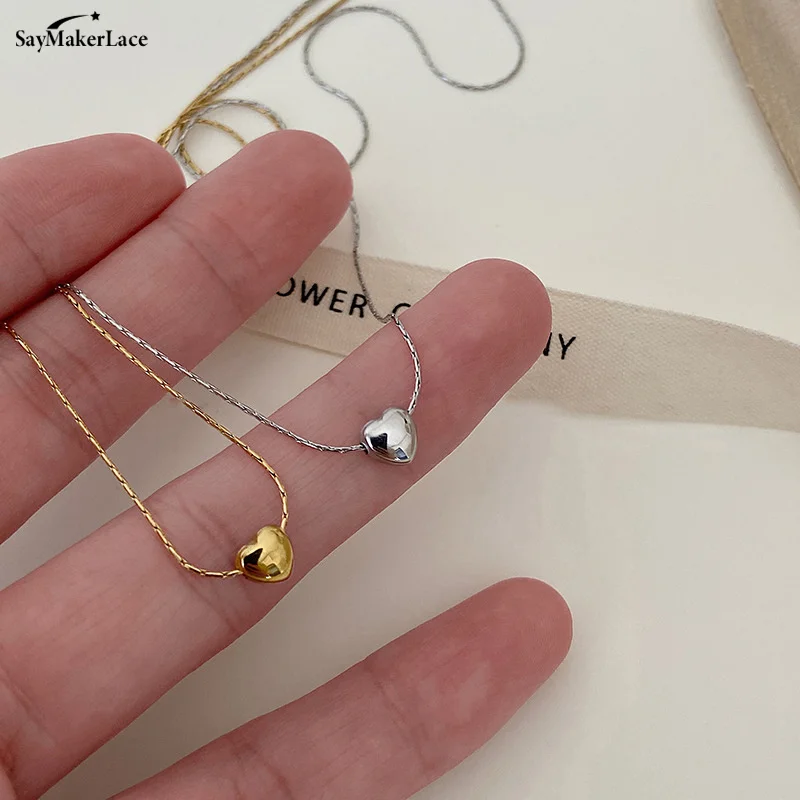 High Quality 1pc Minimalist Clavicle Necklaces For Women Tiny Heart LOVE Necklaces Dainty Fashion Jewelry