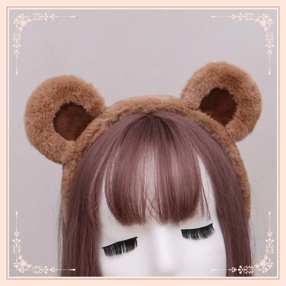 Lolita Bear Ears Hairband Fluffy Adorn Lovely Cosplay Cute Hairband Furry Animal Party Headdress Women Girl