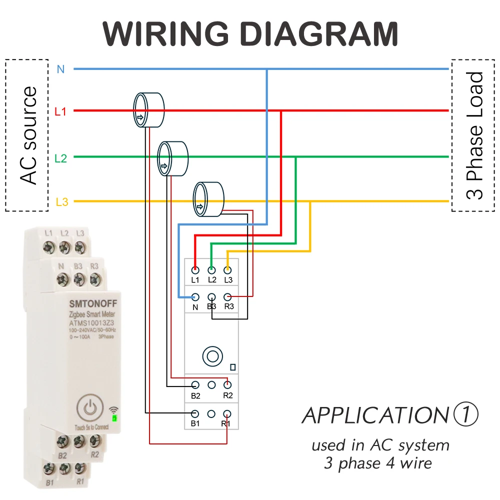Zigbee Tuya Dreiphasiger 100A Smart Energy Power Monitor mit Externem Stromwandler CT 380V /415V 50Hz 60Hz – Detail 12
