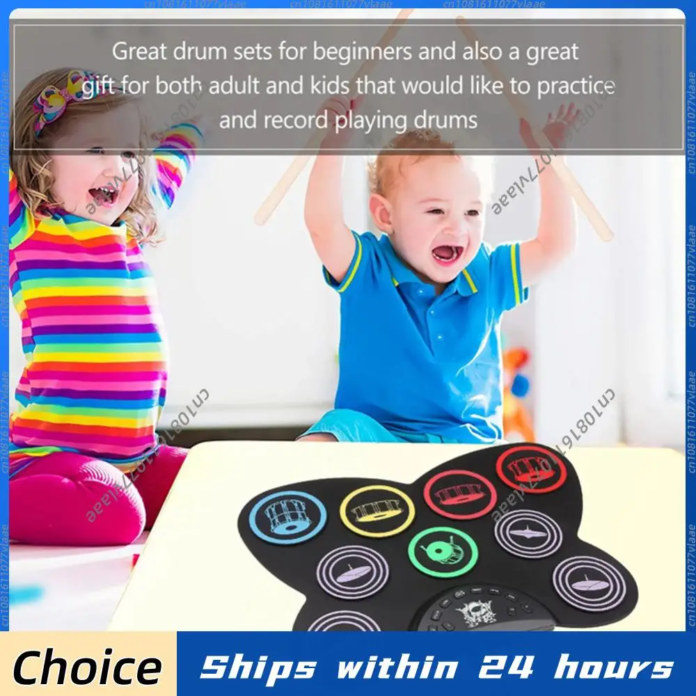 

Складной тренировочный барабанный пэд с USB-подключением и палочками, сенсорный, отличный подарок на праздники и дни рождения для детей