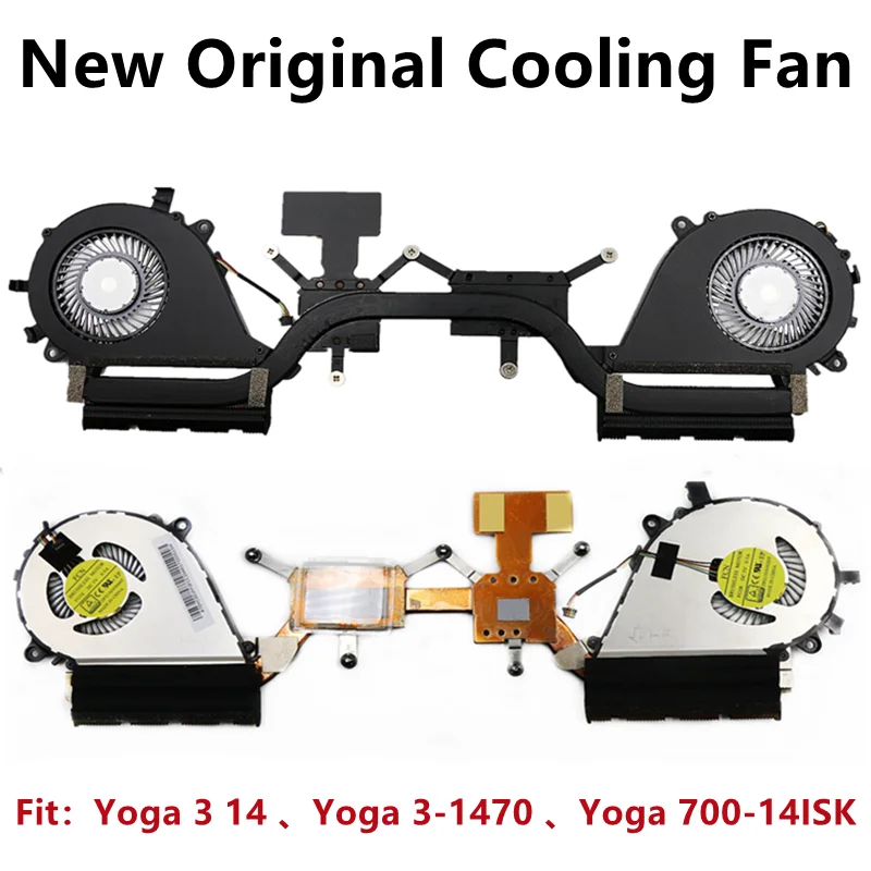 New Original For Laptop Lenovo Yoga 3 14 Yoga 3-1470 Yoga 700-14ISK Cooling Fan CPU Cooler Heatsink Radiator FRU：5H40H35615