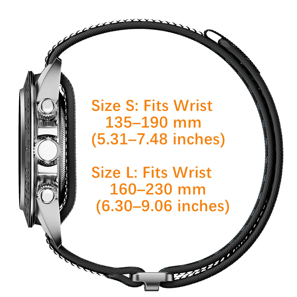 22mm Single Layer Nylon Spandex Elastic Watch Strap, 316 Stainless Steel Slide Buckle Velcro Watch Band for Omega Seamaster