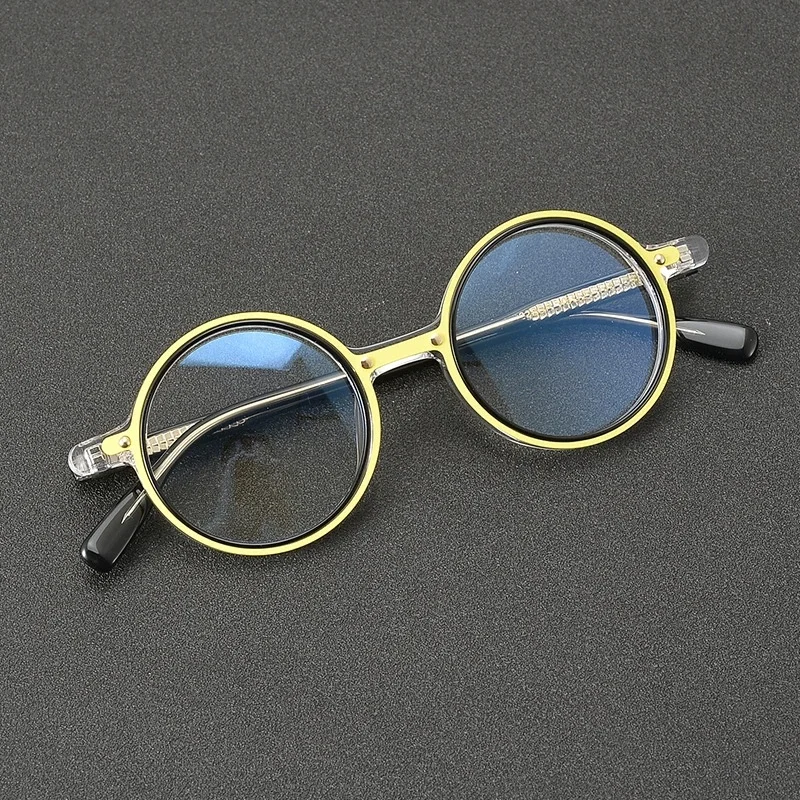 Belight مصمم بصري ملون خلات خمر شكل دائري اليدوية خلات الرجعية النظارات إطار وصفة طبية عدسة 222GP