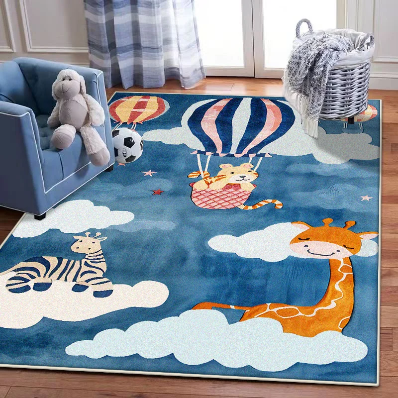 3D Cartoon Hot Air Balloon Rug Area Carpet for Living Room Bedroom Sofa Kitchen Decorate Easy clean Non-slip Floor Mats Washable
