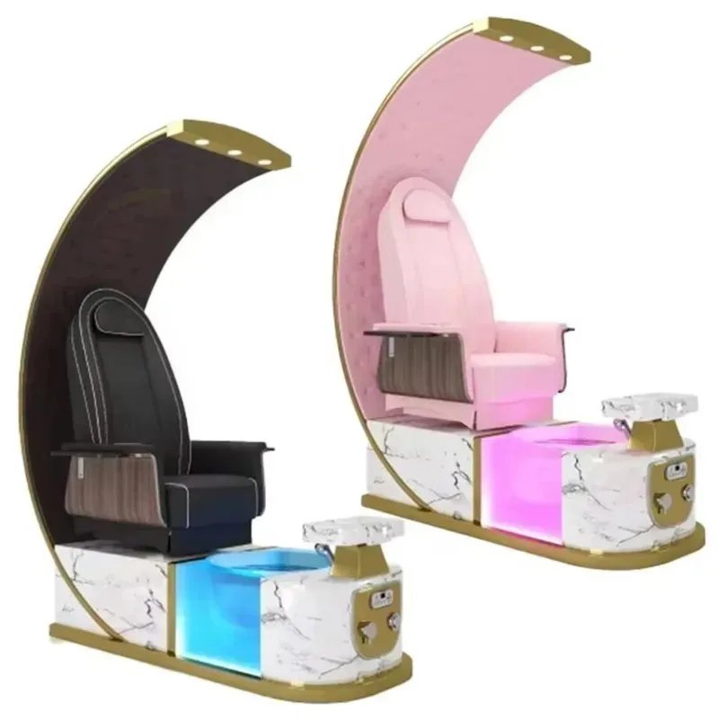 Luxury high quality foot bath salon spa massage chairs manicure pedicure chair with basin LED light therapy