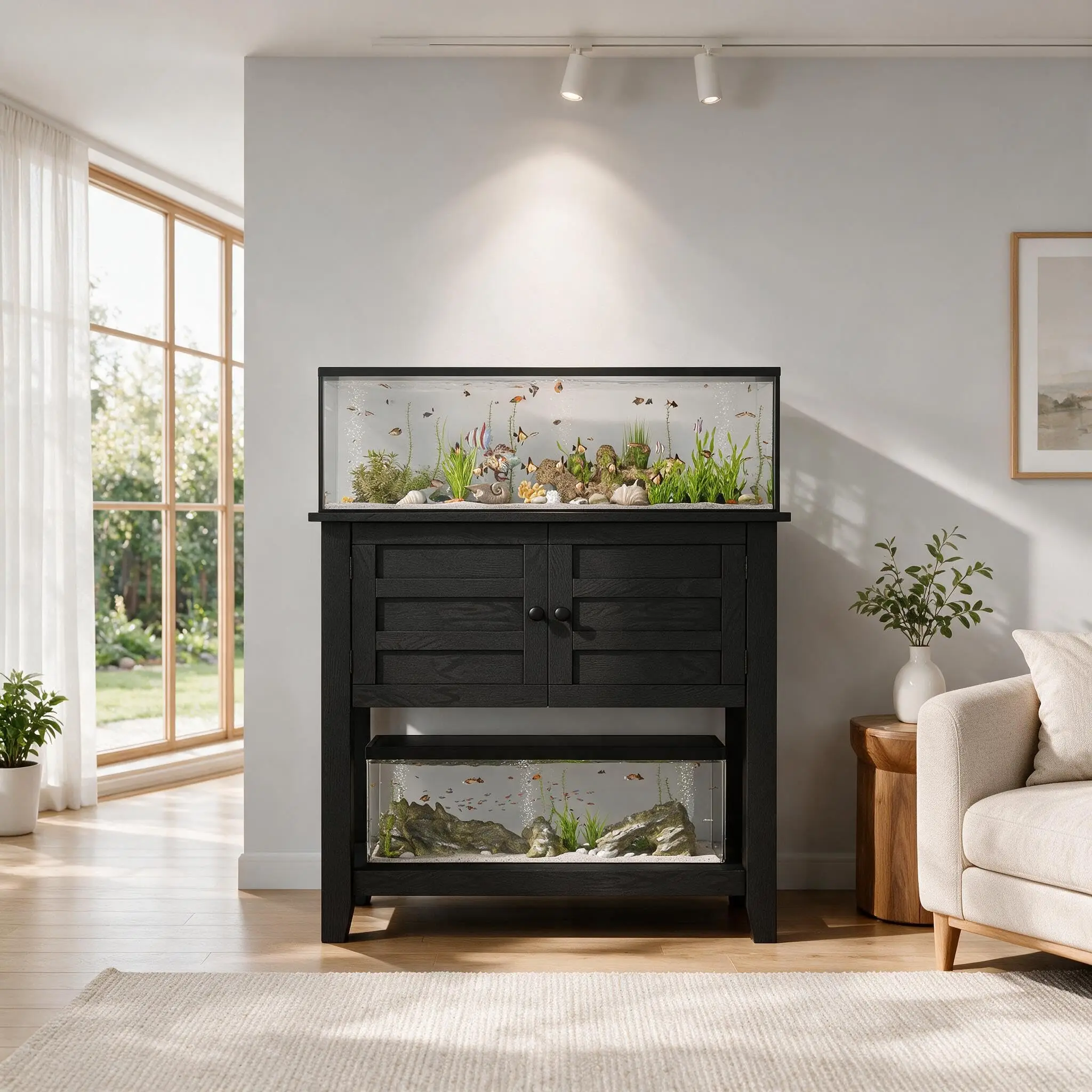 Fish Tank Stand 20-29 Gallon, Aquarium Stand with Cabinet & Power Outlet