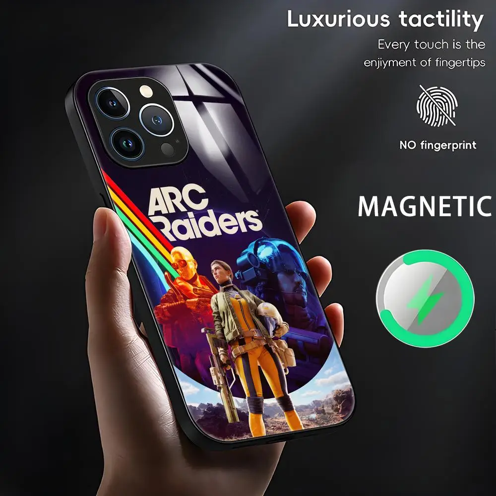 Etui na telefon GAME ARC Raiders do iPhone'a 17 16 e 15 14 13 12 11 X XR XS Plus Mini Pro Max, szklane, magnetyczne.