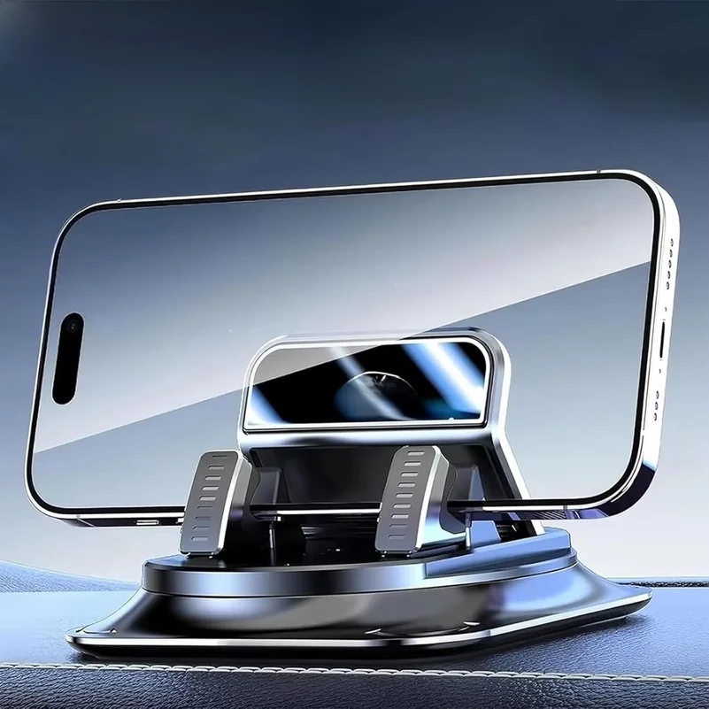 One-Hand Operated Dash Phone Clip, Shockproof 360° Rotatable Holder for Car, Perfect Angle Adjustable for Landscape & Portrait