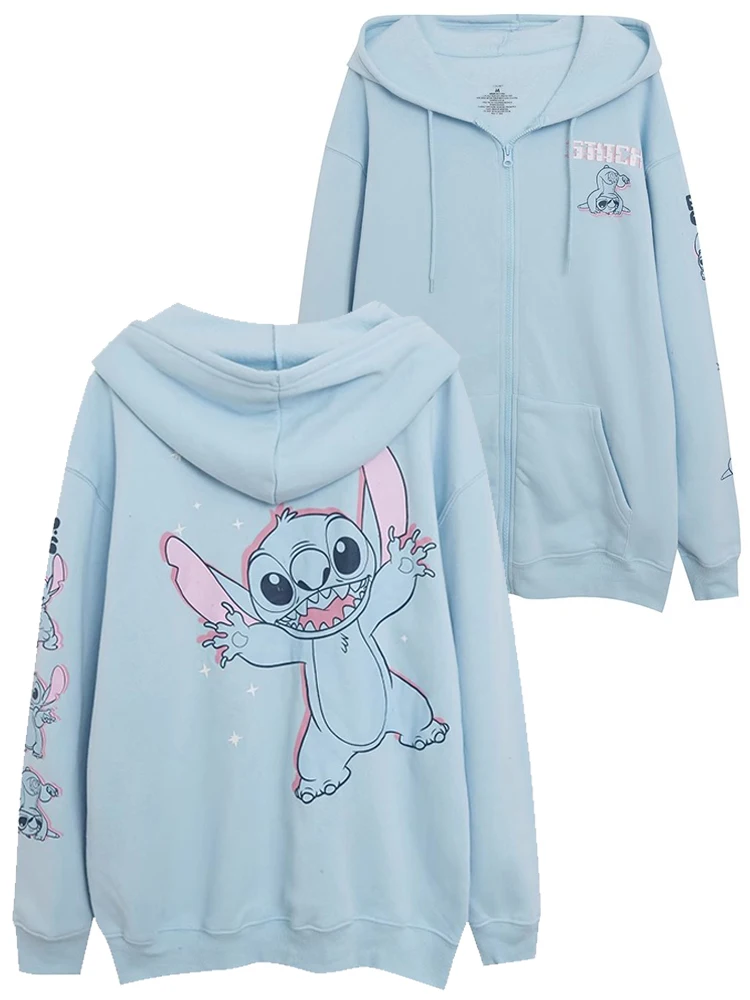 Imagem -02 - Disney-sweatshirt Estampado com Capuz Pulôver com Capuz Camisa de lã com Zíper Tops e Calças Conjunto