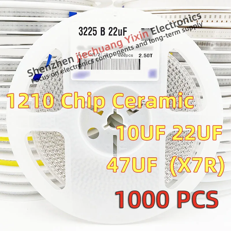 

Chip Ceramic Capacitor 1210 10UF 22UF 47UF 16V 25V 50V 10% accuracy X7R material 3225 Capacitance 1000pcs