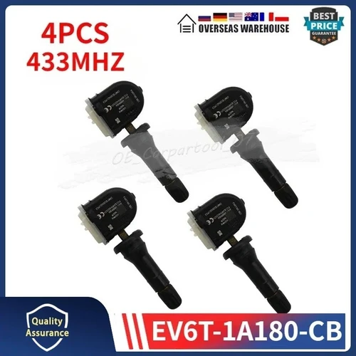 EV6T-1A180-CB EV6T1A150CB 4 Uds Sensor de monitoreo de presión de neumáticos TPMS 433MHz para Ford c-max Mondeo Kuga Grand Focus Fiesta Ranger