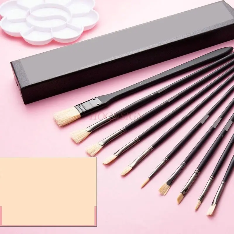 مجموعة فرش ألوان مائية مكونة من 10 قطع/صندوق من بيجي مان، قلم طلاء مائي محدد لطلاب الفن من الأكريليك