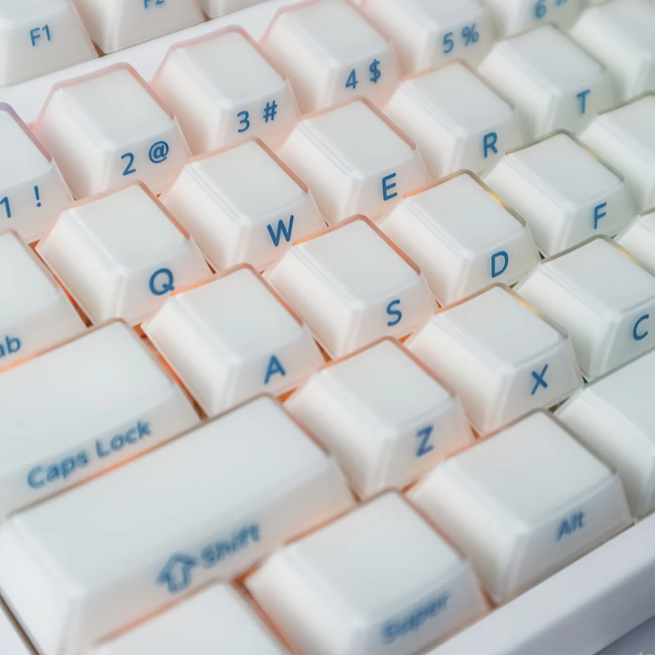 

Translucent Frosted Crystal Cherry Profile Keycaps, Side-Engraved Letters, 6.25U Spacebar, Compatible with MX-Switch Mechanical
