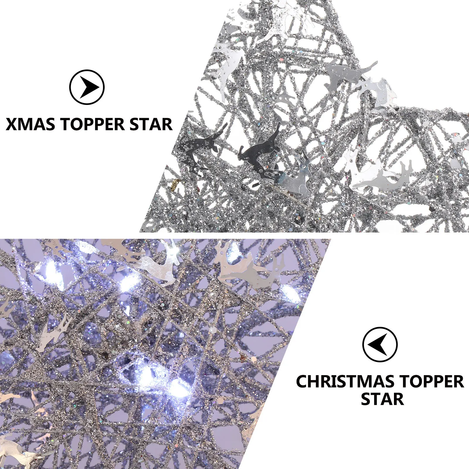 

1 pc Christmas Topper Star Iron Lighted Tree Decor Xmas Tree Star Decorations Holiday Party Home Use Festive Indoor Outdoor