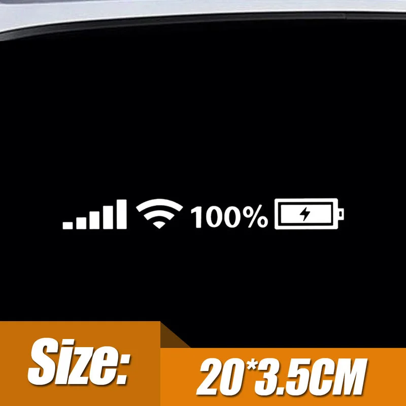 

Wifi Battery Level Mark Car Sticker Auto Rear Windshield Body Funny Decal Silver White Reflective Exterior Parts Car Accessories