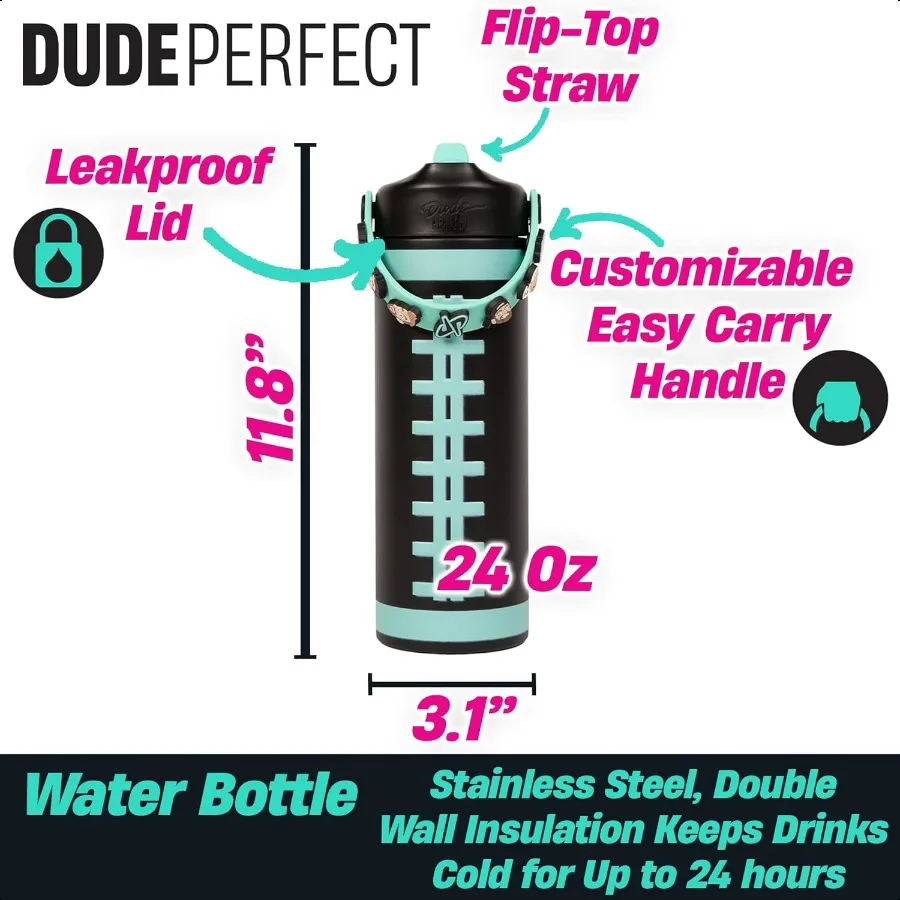 مجموعة زجاجة مياه وصندوق غداء مع صندوق بينتو ساحر نادر صينية داخلية قابلة للإزالة 24 أونصة من الفولاذ المقاوم للصدأ معزول NOGGZ لـ