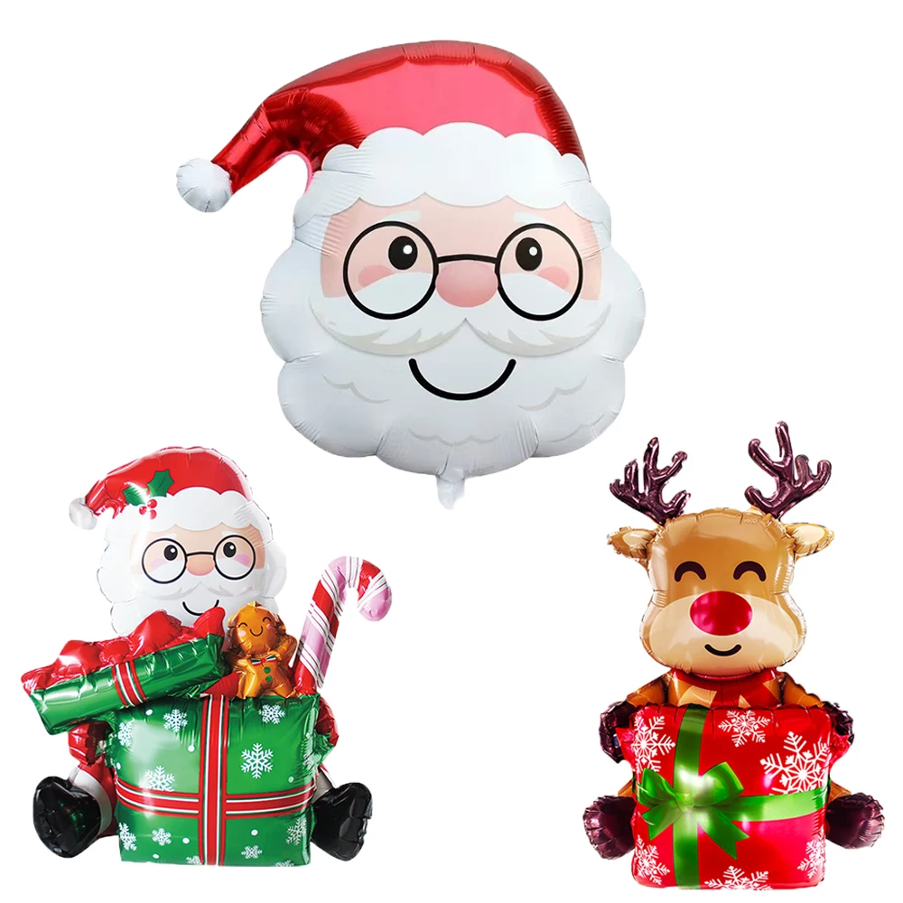 Stehender Weihnachtsmann-Folienballon 2026 Zahlenballons Weihnachtsdekoration für Zuhause Navidad Neujahrsparty 2026 Dekorationszubehör
