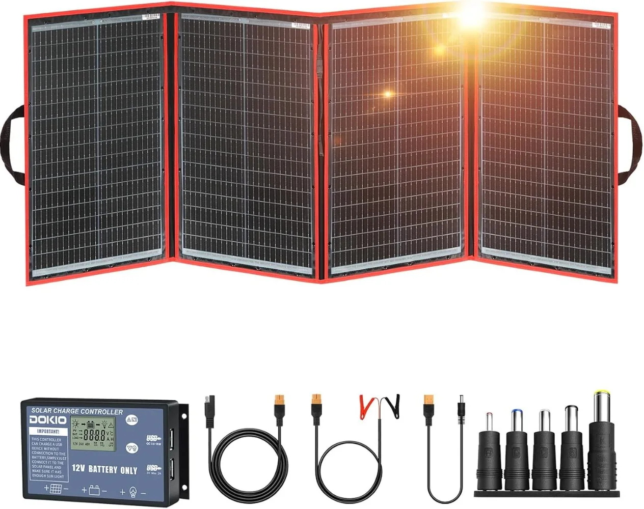 220w 18v Portable Solar Panel Kit Solar Charger with Controller 2 USB Output To Charge 12v Batteries,Emergency Power