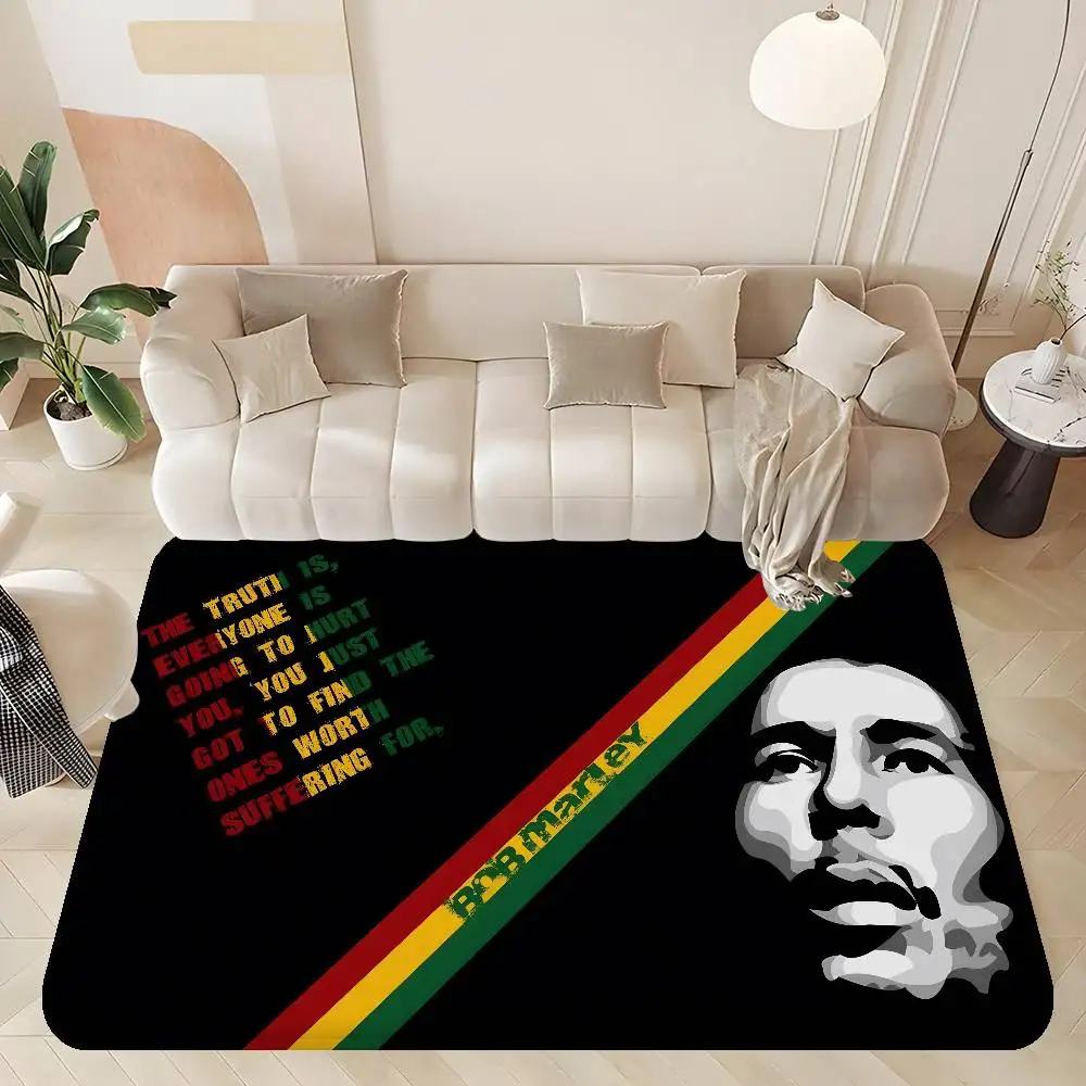 Bob Marley Reggae Maple Leaf Hallway Carpet Non-Slip Laundry Room Mat Laundry Decor Balcony Child Living Room Bedside Area Rugs
