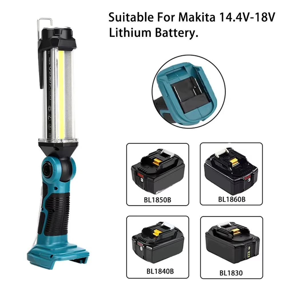 2000LM LED Work Light for Makita 20V Lithium-ion Battery Portable Light Horizontal Down Light Outdoor Handheld Flashlight 35W