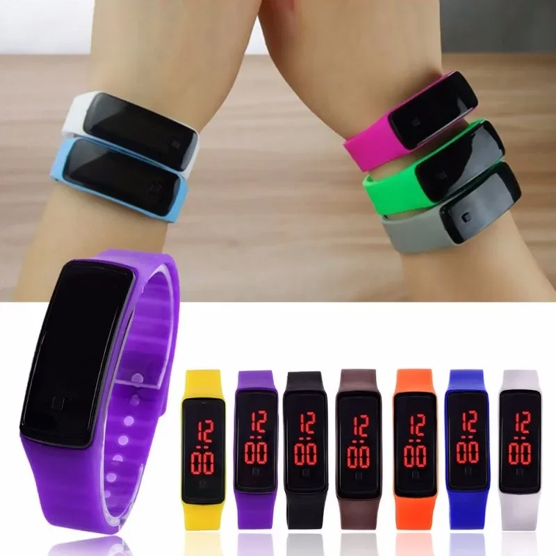 

2023 Fashion Men Women Casual Sports Bracelet Watches LED Electronic Digital Candy Color Silicone Watch for ladies Kids montre