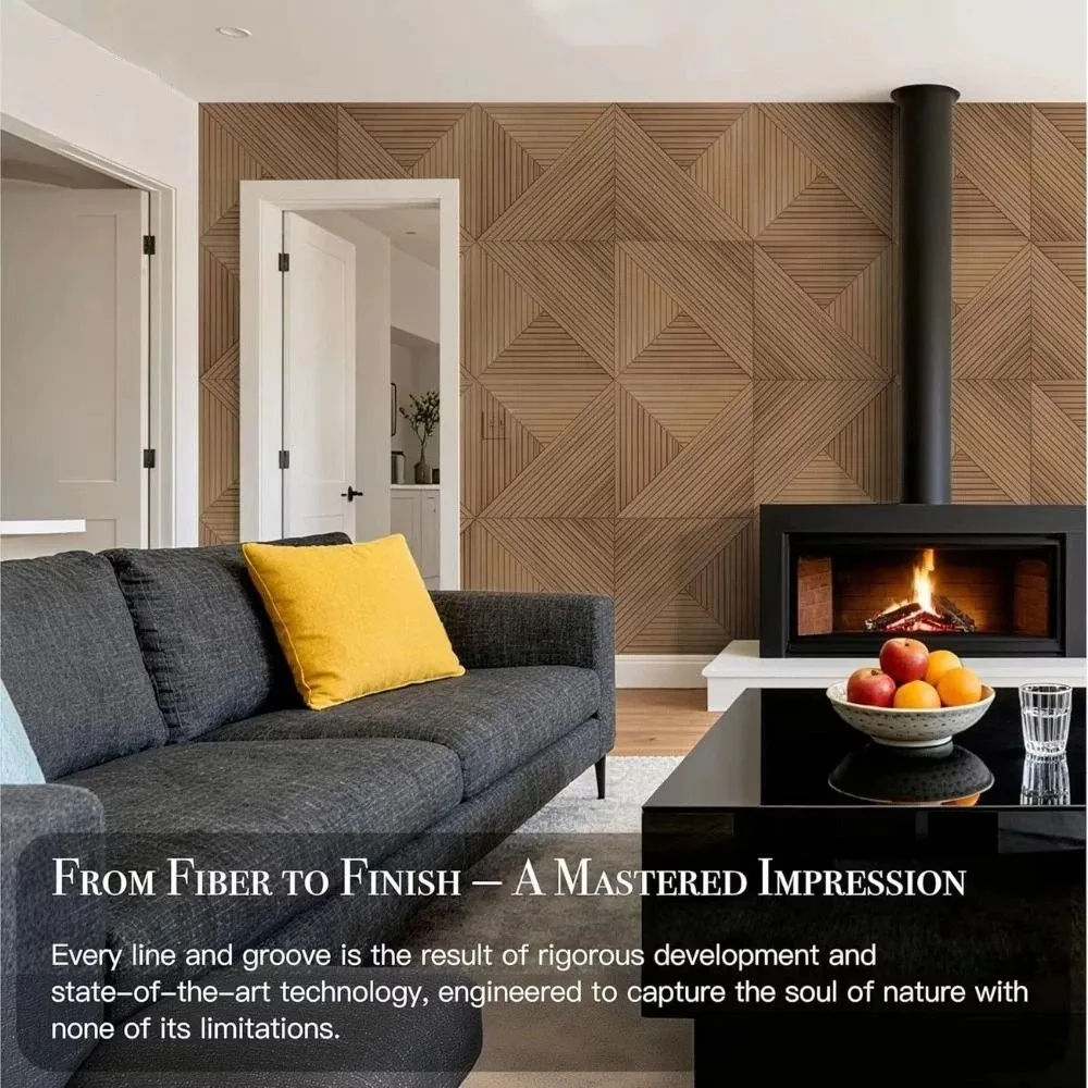 3D Wood Grain Acoustic Panels Polyester Fiber Self-Adhesive Acoustic Wall Panels Peel And Stick Noise Reduction