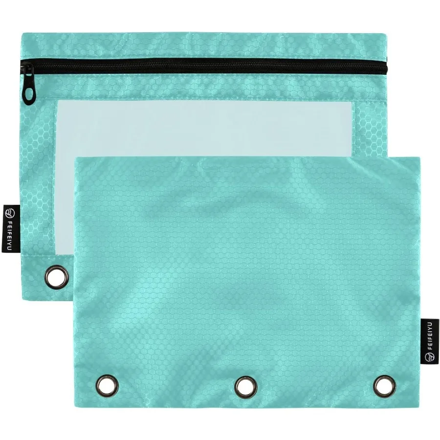 

Бирюзовый чехол для переплета с 3 кольцами, 2 упаковки, чехол для переплета с прозрачным окном, сумки с застежкой-молнией для хранения в колледже