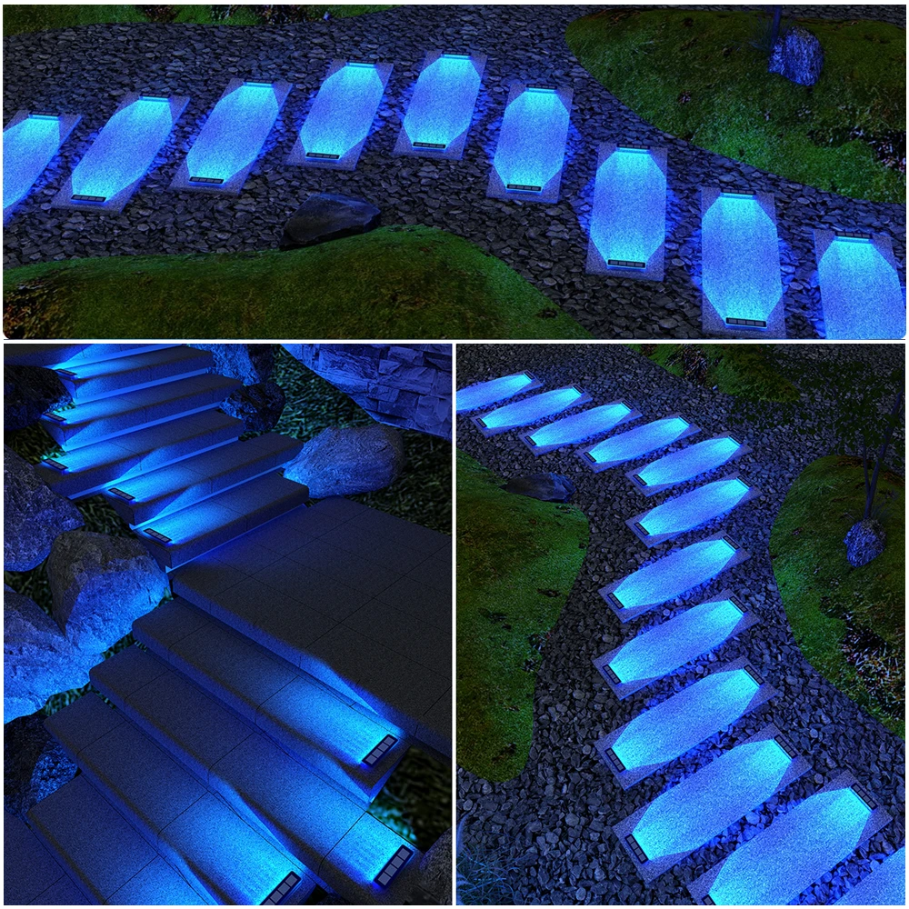 Luces de cubierta solares para exteriores, LED, impermeables, IP68, paso, acera, escalera, jardín, encendido/apagado automático, iluminación de entrada con energía Solar