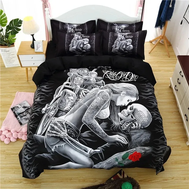 Sexy Beauty Skeleton Girl Bedding Set 3d Duvet Cover Polyester Comforter Cover Twin Queen King Single Size Luxury Fashion Gift