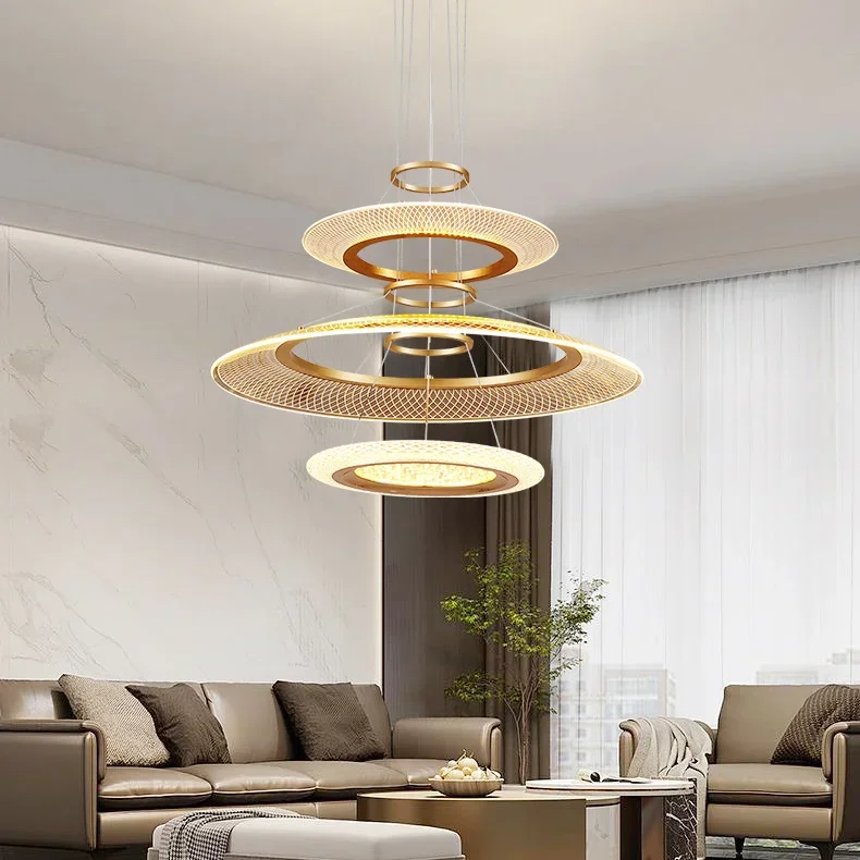 Modern LED Screw Ceiling Chandeliers Luxury Ring Villa Pendant Lamps Atmosphere High-end  Living Dining Room Hanging Light