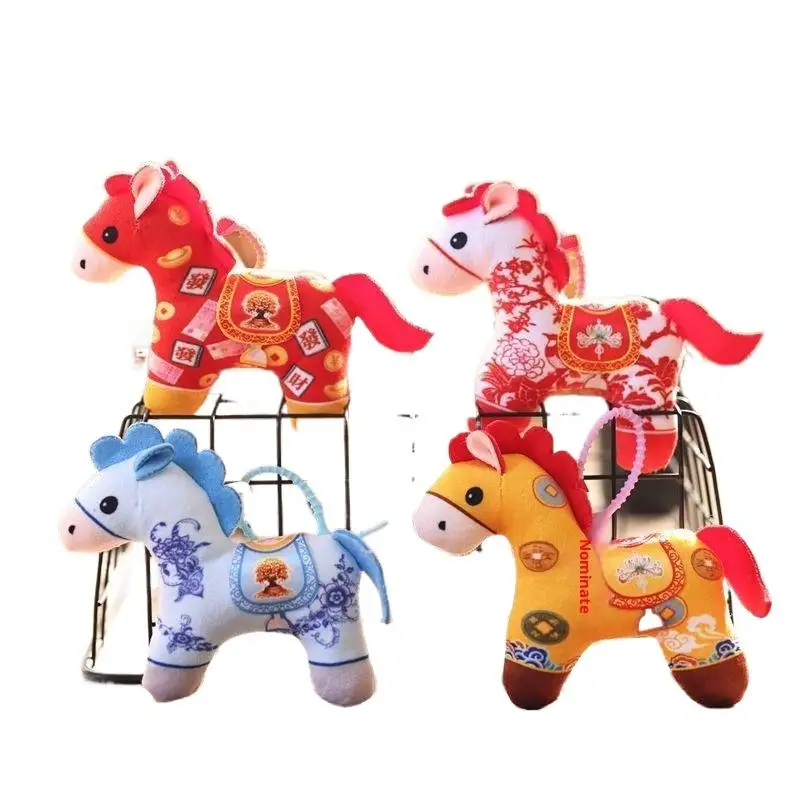 1 pçs dos desenhos animados pônei boneca decoração bonito saco pingente 2026 ano novo chinês mascote cavalo de pelúcia chaveiro presentes